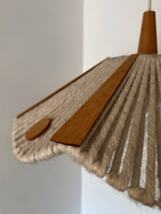 Image 1 of Scandinavian wool and teak chandelier from the 60s