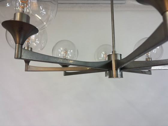 Image 1 of Lampada a 6 bracci in metallo con rivestimento in vetro - Anni '60