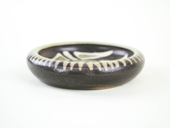 Ciotola in ceramica, design danese, anni '60, prodotta in Danimarca, Ciotole, Nero, Vintage (foto 8 di 10)