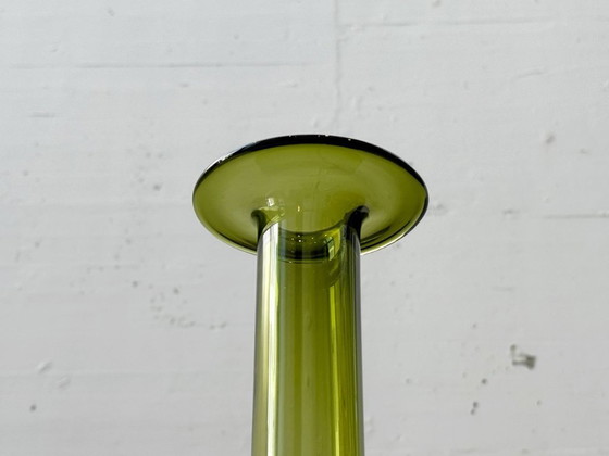 Image 1 of Slim glass vase in olive green, 1970s