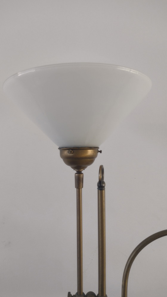Image 1 of Vintage Brass Floor Lamp With Milk Glass