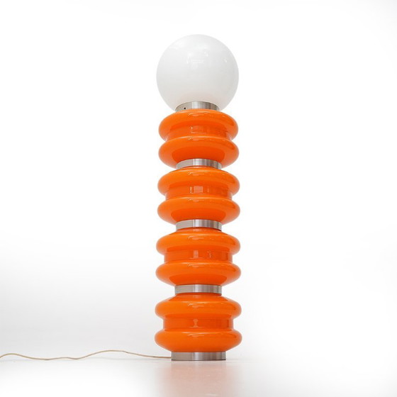 Image 1 of Orange and white glass floor lamp by Stilux, 1970s