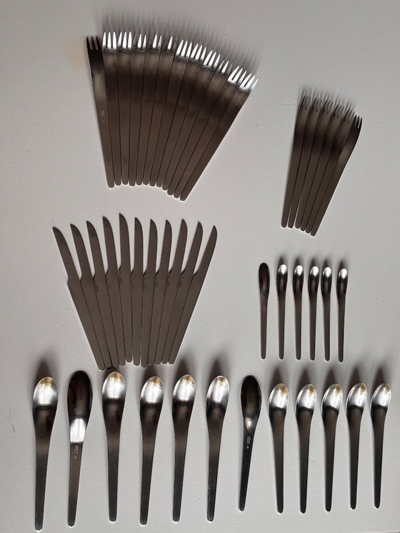 Image 1 of 48 Couverts Arne Jacobsen Service AJ pour Anton Michelsen - Design danois inox vintage années 50/60