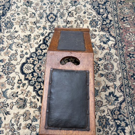 Banc à cirer les chaussures du milieu du siècle – Leather, Wood (photo 5 of 7)