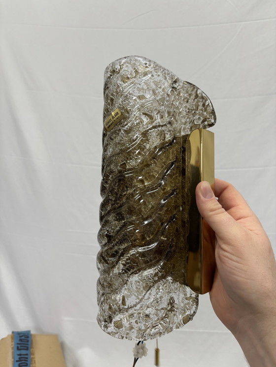 Image 1 of Ensemble vintage de lampes murales en verre de Murano et laiton Kaiser Leuchten