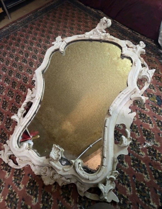 Specchio da parete vintage in stile barocco/rococò con cornice decorata in stile shabby chic. – Glass, Metal (photo 3 of 12)