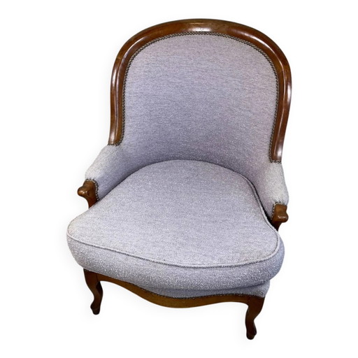 Poltrona Louis Philippe in legno e tessuto lilla