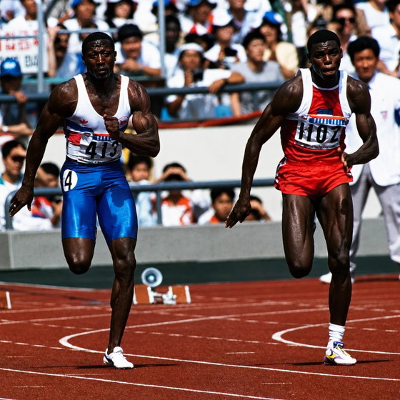 Origineel / Gesigneerd / Iconische Foto / 100m Finale Seoul 1988 / Cult Kunstfoto / Gesigneerd – Giclée Prints (photo 5 of 6)