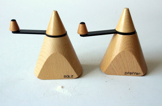 Set design saliera e pepiera Zassenhaus anni '80, Accessori da cucina, Legno, Metallo, Marrone, Modern (foto 6 di 7)
