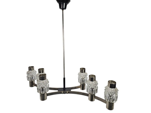 Attr. Staff Leuchten - lustre - chrome - cristal - Allemagne de l'Ouest - années 60