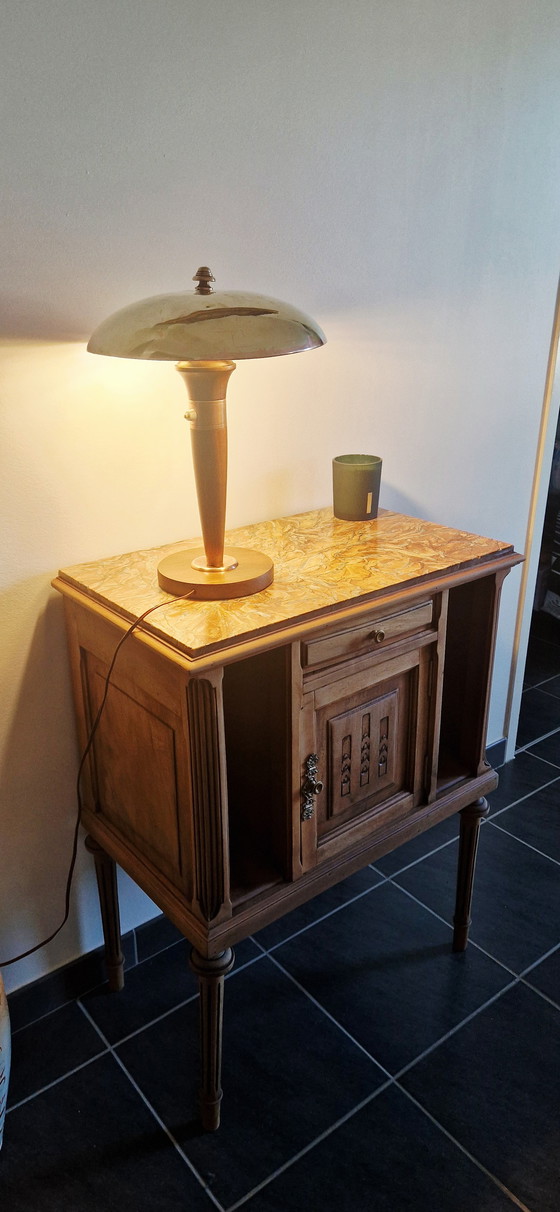 Image 1 of Art Deco verstelbare lamp - Messing en hout