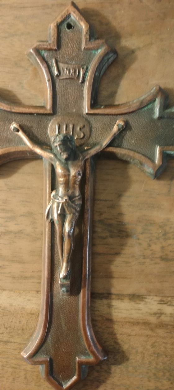 Image 1 of Small copper crucifix from 1930-1950