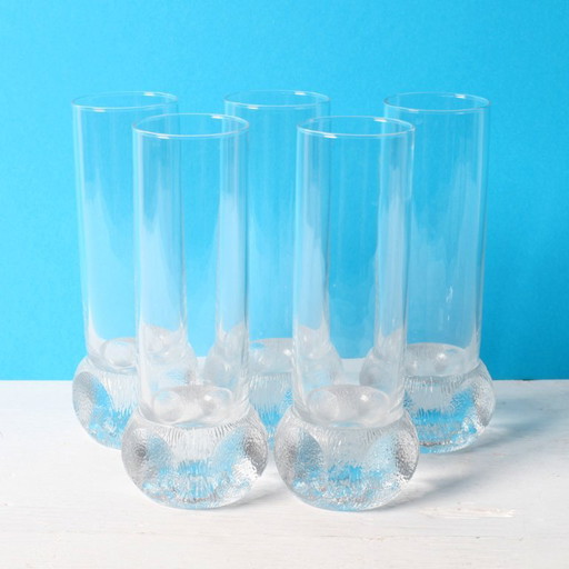 Set van 5 heldere kristallen drinkglazen uit het midden van de 20e eeuw / Italië / jaren 1980 – glazen karaffen, Crystal