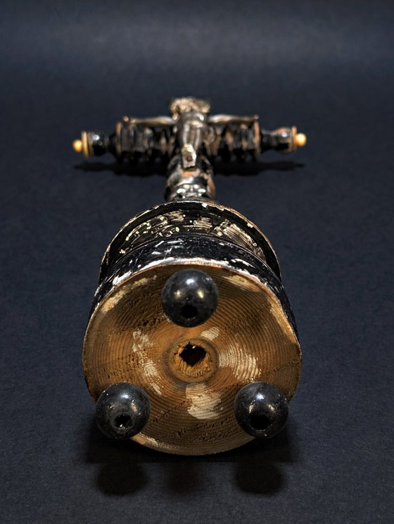 Antico Crocifisso Patinato in Legno Ebanizzato – XIX Secolo – Oggetti decorativi, Metal, Wood (photo 7 of 7)