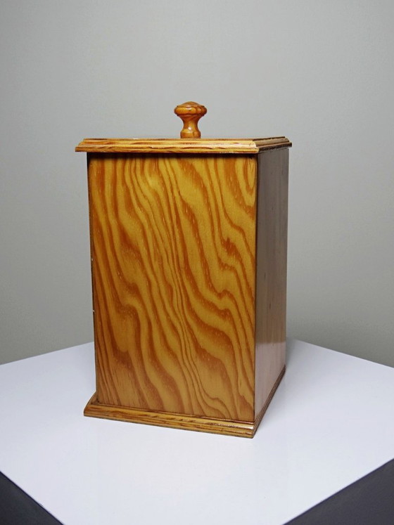 Image 1 of Vintage countertop bread box in varnished pine wood, 1970s-1990s