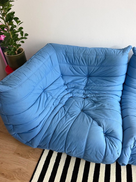 Canapé trois places Ligne Roset Togo, bleu clair, Canapés 3 places, Textile, Vintage (photo 2 sur 5)