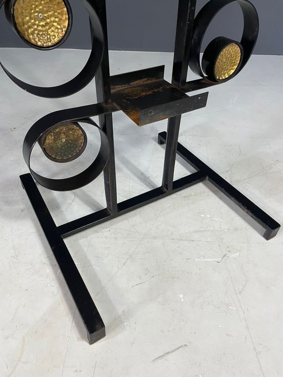 Image 1 of Retro-Pflanzenständer aus Metall, brutalistischer Stil, Tschechoslowakei, 1970er Jahre