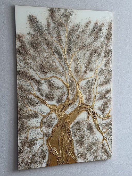 Gold Tree Wall Panel