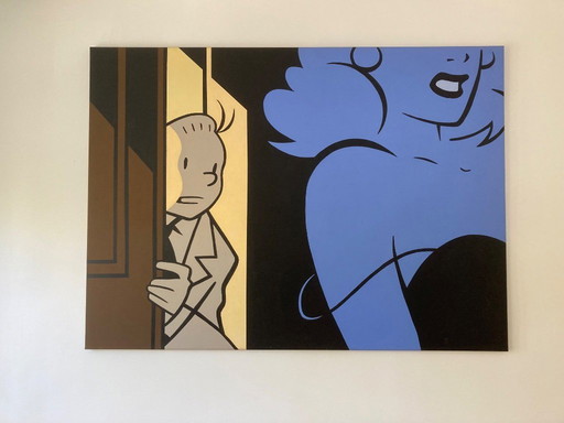 Pop-Art Painting "TROP TARD" Luc Verschuuren 1997