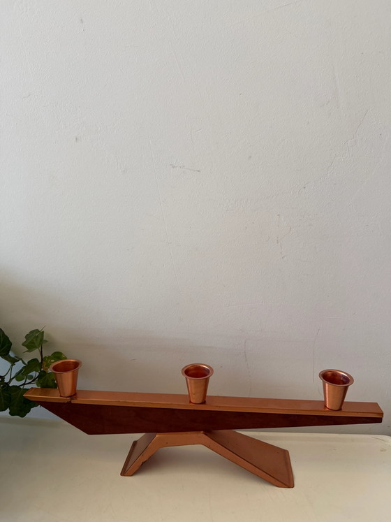 Portacandele Mid-Century in legno di teak – Copper, Scandinavian (photo 7 of 7)