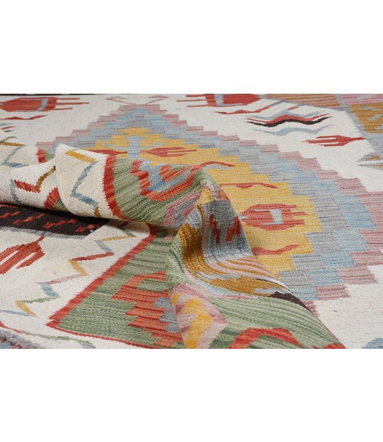 Image 1 of 242x177 cm Handgeweven Traditionele Naila Kelim Vloerkleed Wol Tapijt