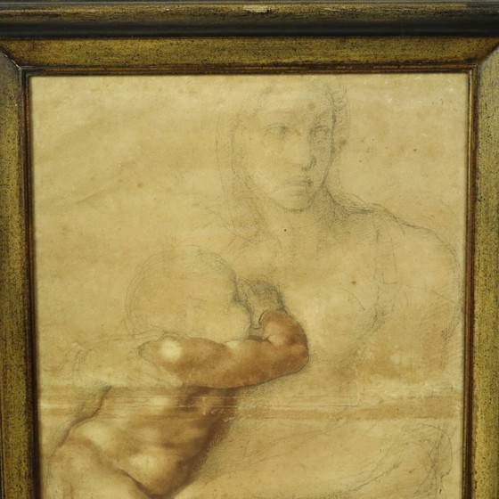 Image 1 of Impression d'art encadrée La Vierge à l'Enfant Michel-Ange