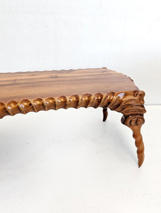 Tavolino da Caffè Scultoreo in Legno di Suar Intagliato a Mano Anni '60, Tavolini da caffè, Beige (foto 6 di 8)
