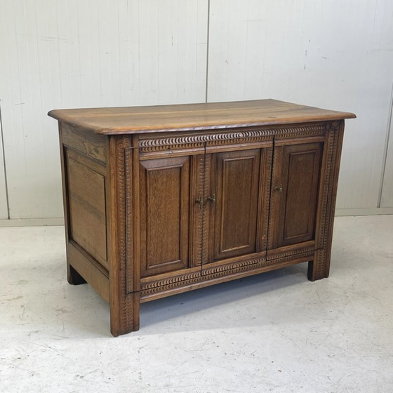 Image 1 of Antike Klappenschranktruhe, TV-Schrank, Aufbewahrungsschrank aus Eichenholz