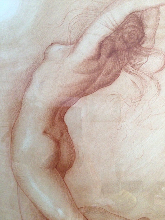 Image 1 of Litografía de muy bello desnudo firmada