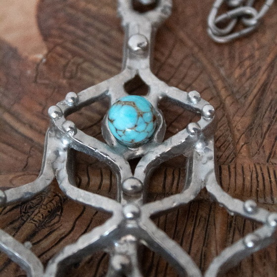 Image 1 of Necklace with large pendant, Brutalist, South Western style