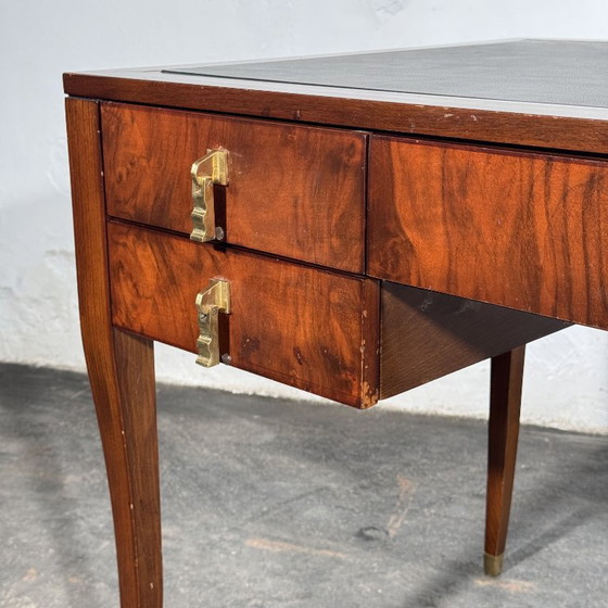 Scrivania in radica di noce con piano in pelle di FEKA, anni '70 – Tavoli da pranzo, Brass (photo 11 of 18)