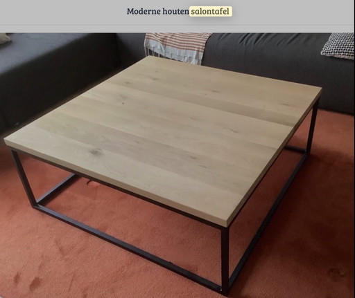 Mesa de centro moderna y pesada con tapa de roble