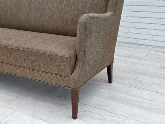 Image 1 of Canapé danois 3 places des années 1960, meuble en laine, bois de teck