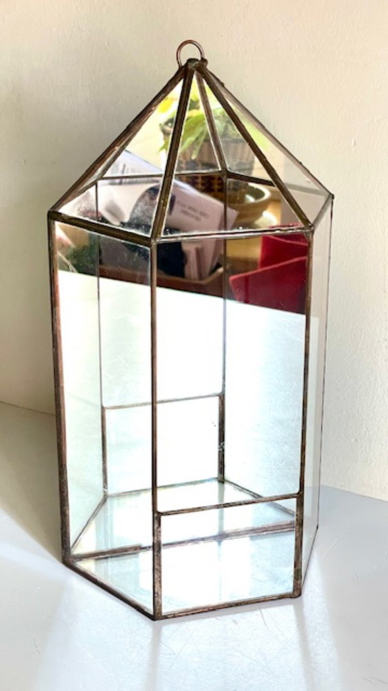 Image 1 of Fioriera vintage in vetro e ottone