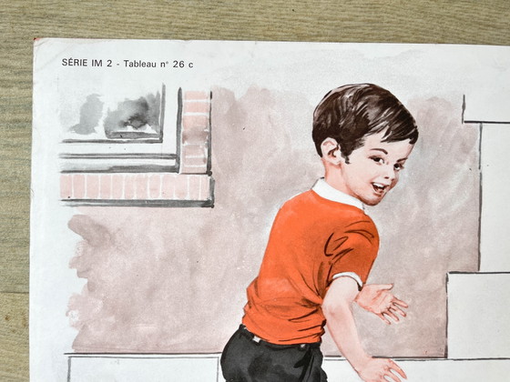 Old French school poster MDI, 1970: Dog, cat / School run – Art Prints, Vintage (photo 10 of 12)