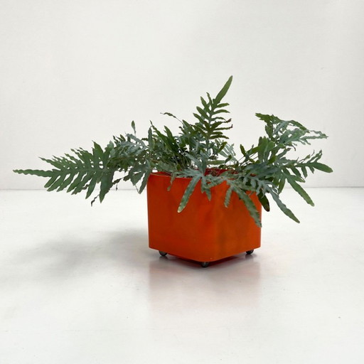 Oranje dubbeldikke plantenbak op wielen van Marcello Siard voor Longato, 1970