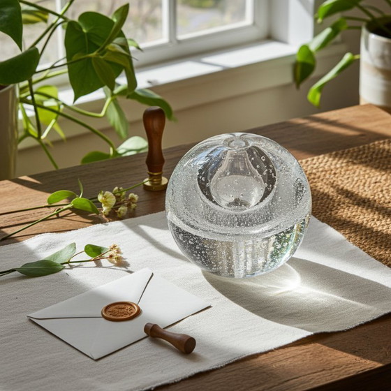 Image 1 of Vintage Oil Lamp Heavy Bubble Vase Paperweight 