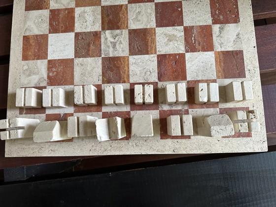 Design Chess Set in two-tone Travertine, Angelo Mangiarotti, Decorative Objects, Beige, Modern (photo 14 of 15)