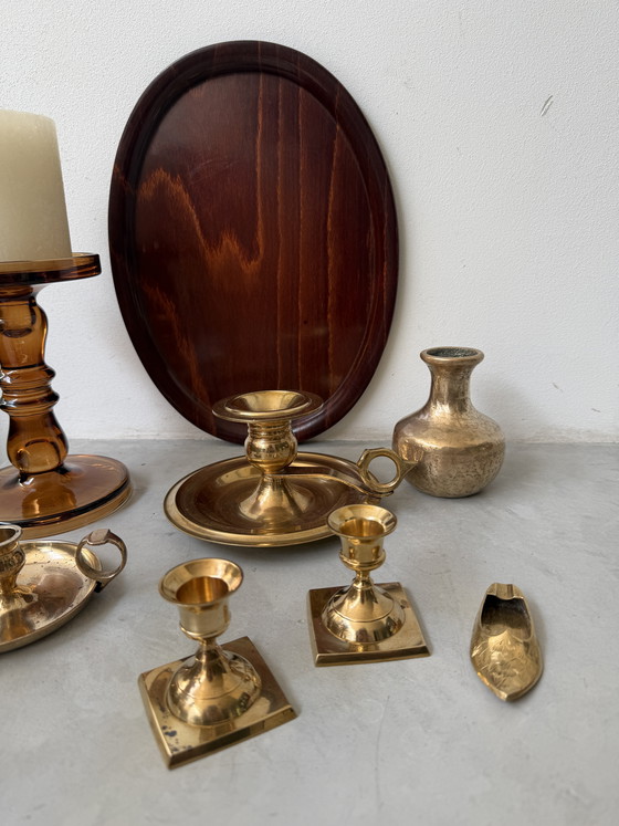 Image 1 of Vintage messing kandelaars set | mid century brass | sfeervol decor