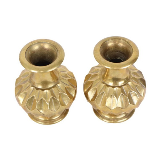 Paire de vases en laiton, motif géométrique, 15 cm – Brass (photo 3 of 13)