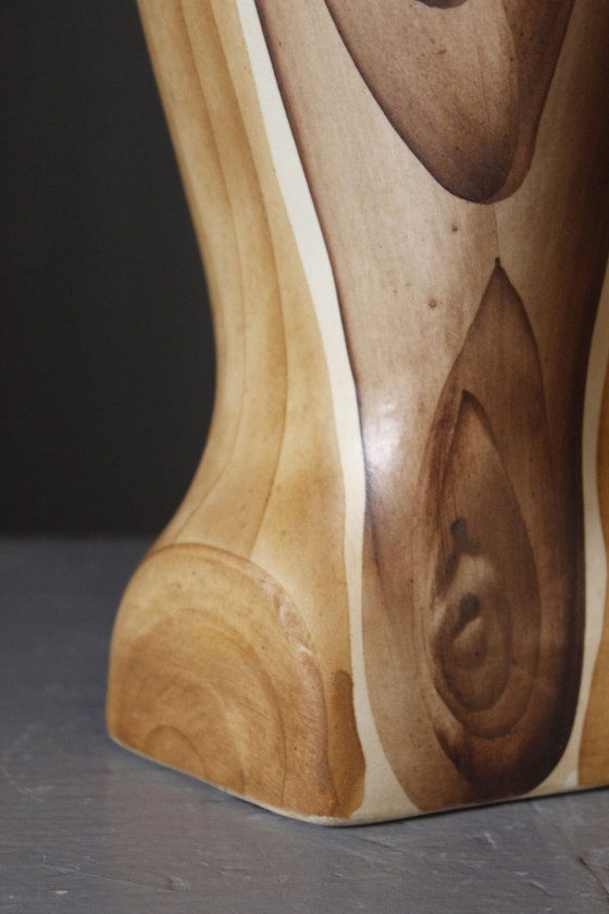 Image 1 of Grandjean Jourdan in Vallauris - Large satin-finish faux wood vase, France, 1950s