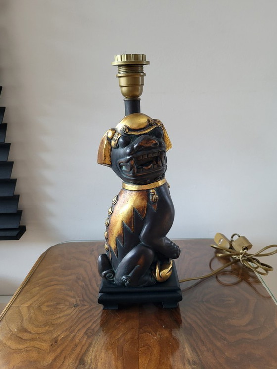 Image 1 of Foo dog tafellamp, Deknudt, jaren 1970, België.