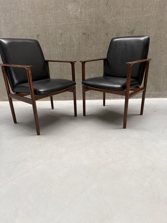 2x Vintage Fristho Impala Fauteuil - Cor Bontenbal - Jaren 60 – Skai, Wood (photo 7 of 13)