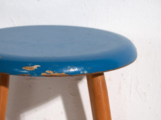 Taburete de madera antiguo con asiento redondo – Europa Central, circa 1950 – Vintage (photo 19 of 40)