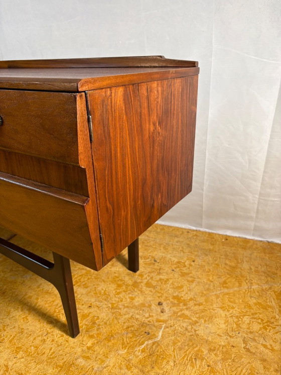 Image 1 of Mid-Century Retro Vintage Walnut Sideboard by Meredew 1960s  Sleek Design • British Craftsmanship • Stunning Walnut Grain 