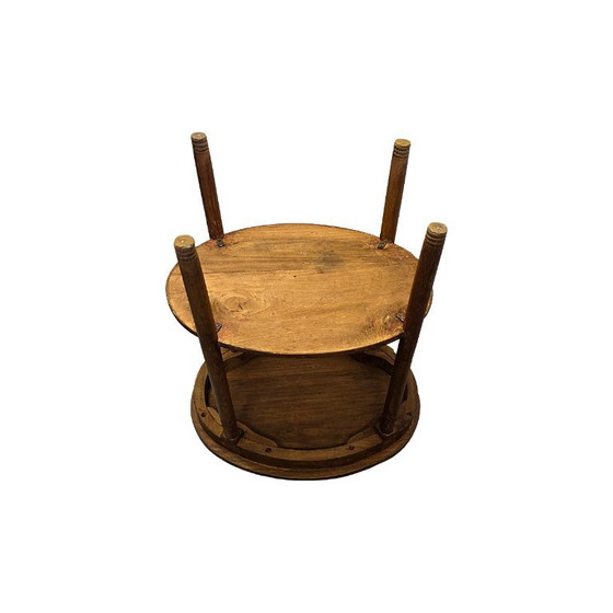 Mesita auxiliar ovalada francesa antigua con estante intermedio, década de 1940. – Mesas auxiliares, Wood (photo 6 of 6)