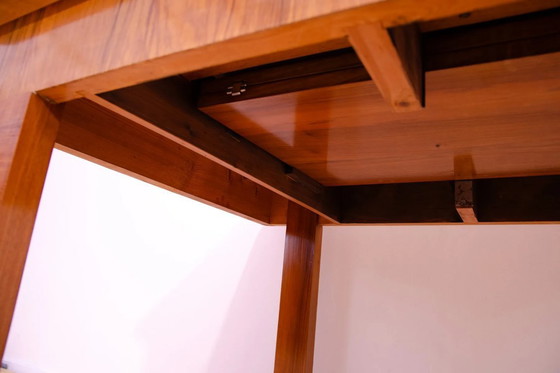 Image 1 of Table de salle à manger réglable en noyer, années 1930, Tchécoslovaquie