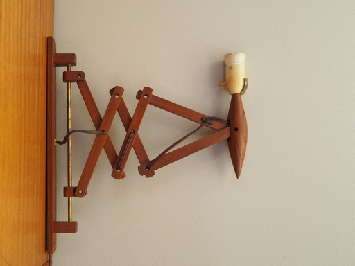 Teak wall lamp Scissor, Danish design, 1970s, manufacture: Lyfa