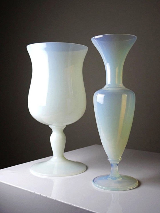 Image 1 of Duo of vintage opaline soap bubble vases