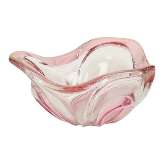 Image 1 of Vintage Murano Schaal Fruitschaal Roze Glas Sixties